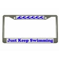 thumbnail image 1 of Just Keep Swimming Design License Plate Frame Personalized/Car Accessories Car Tag Holder Cover (Chrome/Silver/Lime Blue), 1 of 2