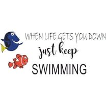 Just Keep Swimming Nemo Quotes Customized Wall Decal - Custom Vinyl Wall Art - Personalized Name - Baby Girls Boys Kids Bedroom Wall Decal Room Decor Wall Stickers Decoration Size (12x20 inch)