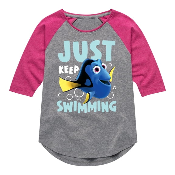 Just Keep Swimming - Toddler And Youth Girls Raglan Graphic T-Shirt