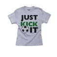 thumbnail image 1 of Just Kick It - Soccer Ball - Cool Girl's Cotton Youth Grey T-Shirt, 1 of 2