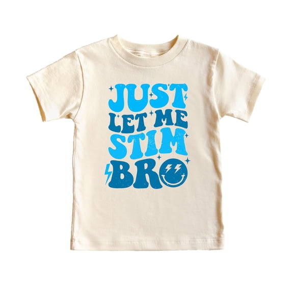 Just Let Me Stim Shirt for Boys Trendy Retro Autism Awareness T-Shirt for Kids Natural Shirt 3T