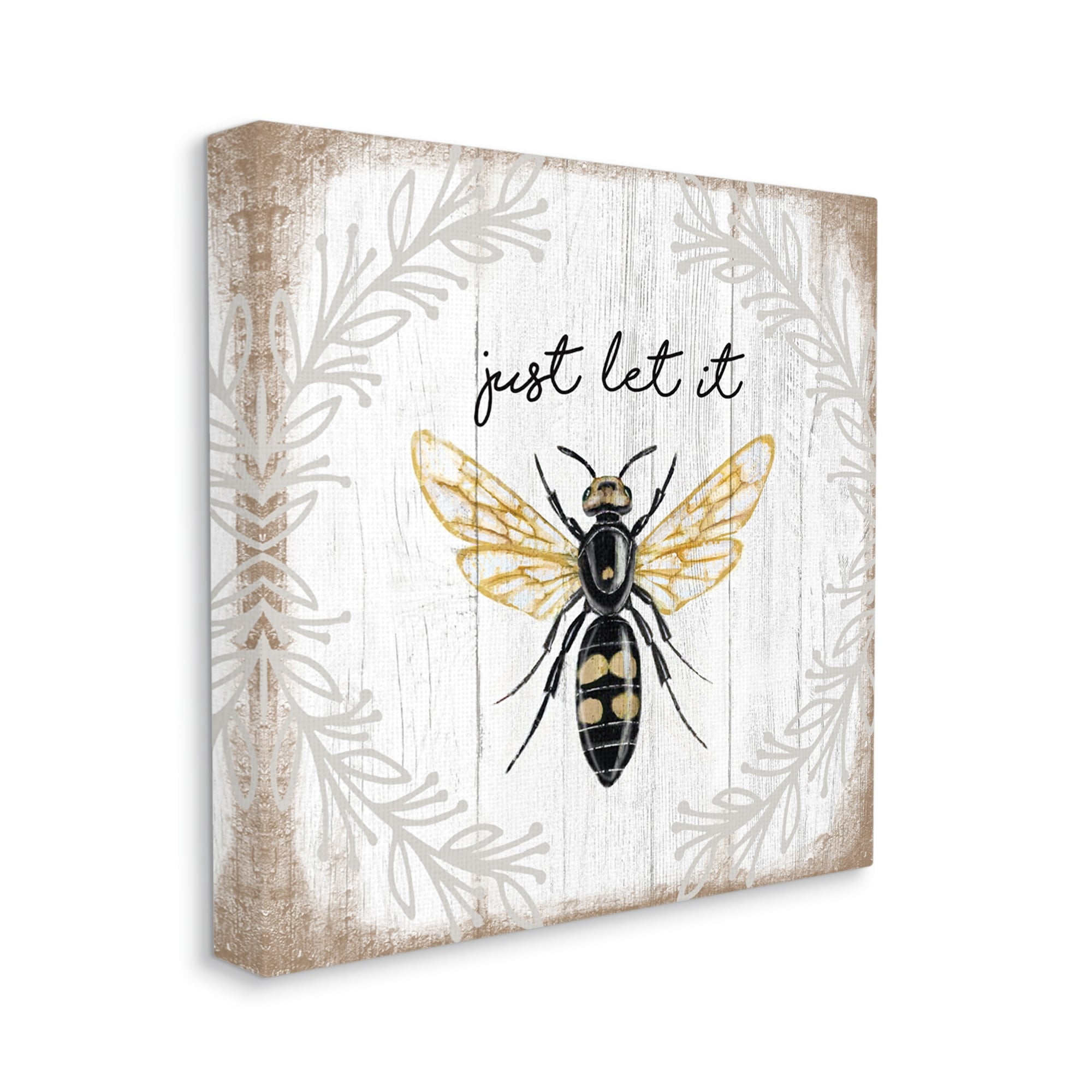 Stupell Industries Just Let it Be Sentiment Country Bee Pun,24 x 24,Designed by Elizabeth Tyndall