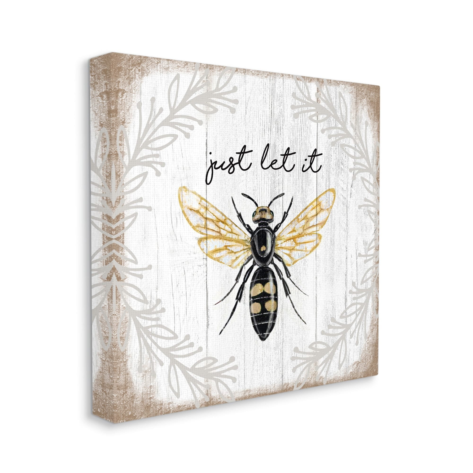 Just Let it Be Sentiment Country Bee Pun Animals & Insects Gallery-Wrapped Canvas Print Wall Art, 17x17