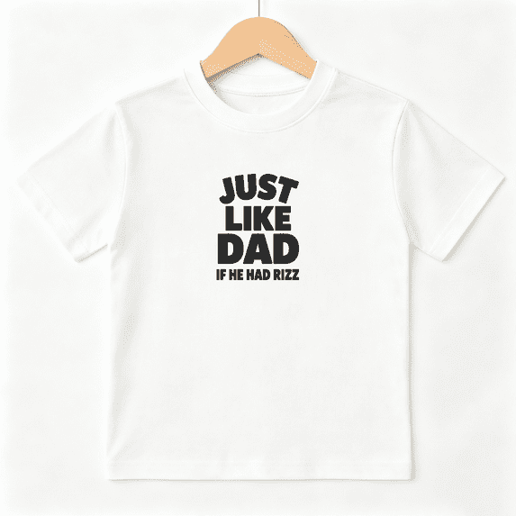 Just Like Dad If He Had Rizz Boys Graphic Tee, Funny Kid Meme 100% Cotton Kids Short Sleeve T-Shirt 4-13Y