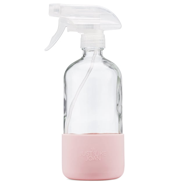 Just Like Joan 16 oz Clear Glass Spray Bottle with Pink Sleeve for ...