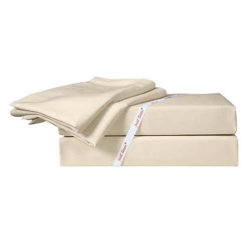 Just Linen 250 TC 100% Cotton Sateen, Solid Color, 4 Piece King Sheet Set with Deep Pocketed Fitted Sheet