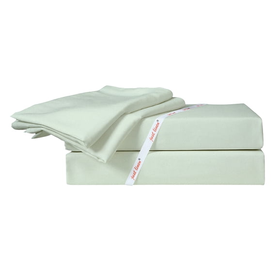 Just Linen 300 TC 100% Cotton Sateen, Solid Color, King 4 Piece Sheet Set with Deep Pocketed Fitted Sheet