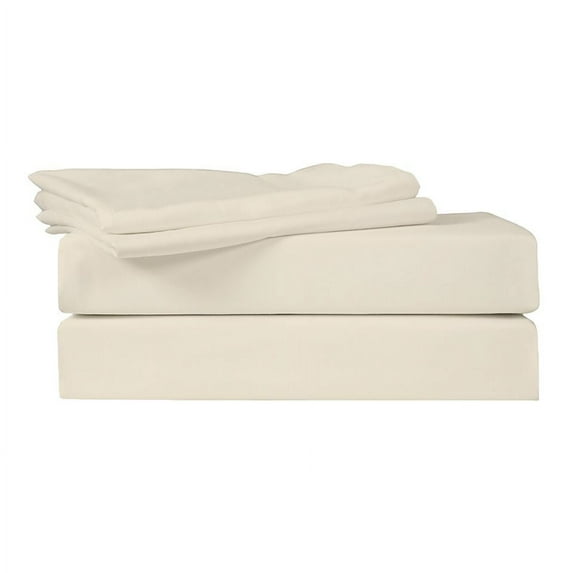 Just Linen 500 TC 100% Egyptian Cotton Sateen, 4 Piece Queen Sheet Set with Deep Pocketed Fitted Sheet