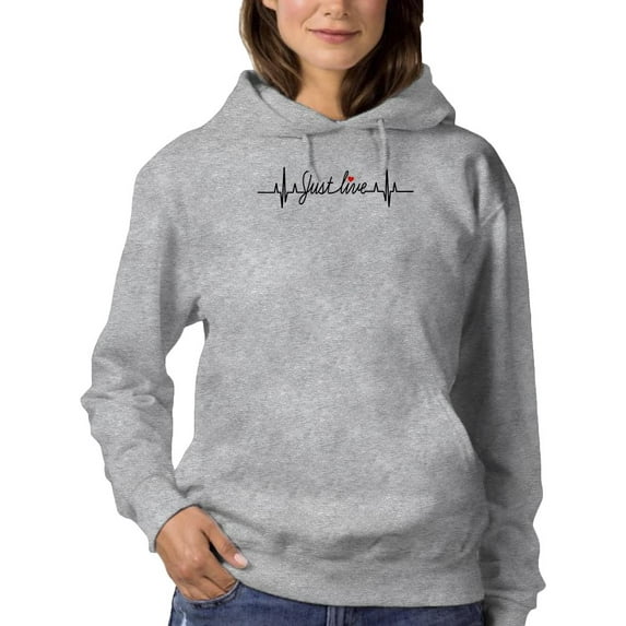 Just Live Ecg W Quote Hoodie Women -Image by Shutterstock, Female Large