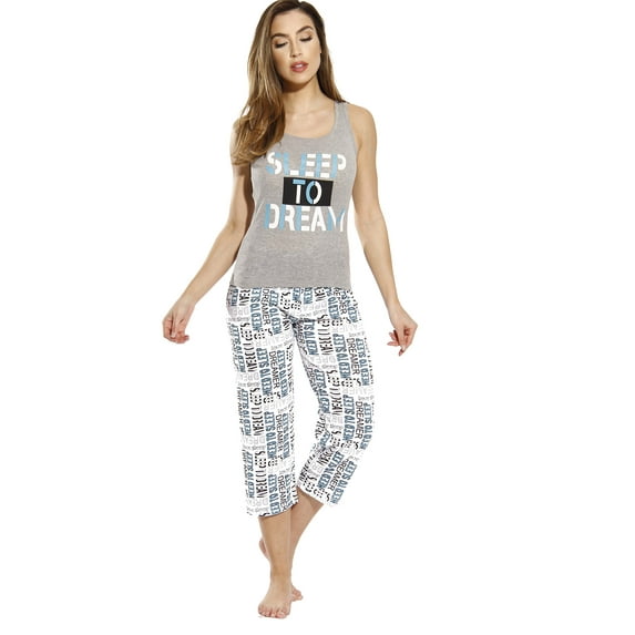 Just Love 100% Cotton Capri Sets Women Sleepwear Womans Pajamas Pjs (Need to Sleep - White, 2X)