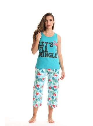 Lu's Chic Women's Cute Pajama Set Cotton Capri Loungewear Soft