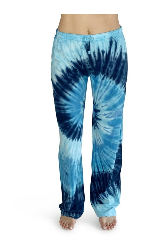 100% Cotton Jersey Women Plaid Pajama Pants Sleepwear Medium Tie Dye Blue Swirl