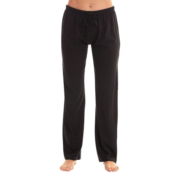 Just Love 100% Cotton Jersey Women Plaid Pajama Pants Sleepwear (Solid Black, Large)