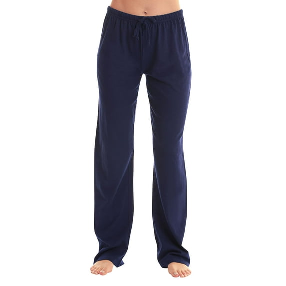 Just Love 100% Cotton Jersey Women Plaid Pajama Pants Sleepwear (Solid Navy, 3X)