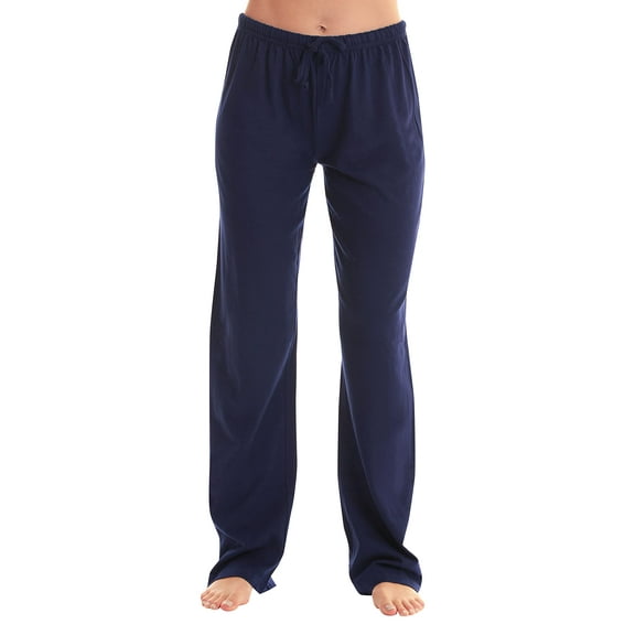Just Love 100% Cotton Jersey Women Plaid Pajama Pants Sleepwear (Solid Navy, Medium)