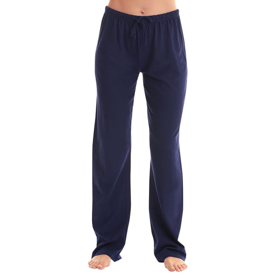 Just Love 100% Cotton Jersey Women Plaid Pajama Pants Sleepwear (Solid Navy, X-large)