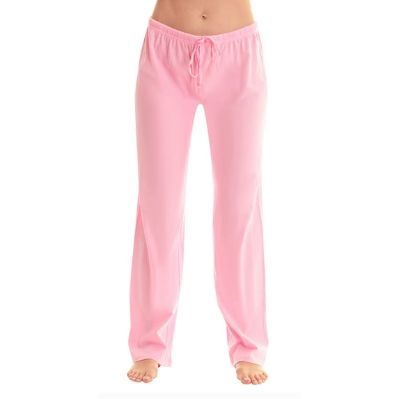 Just Love 100% Cotton Jersey Women Plaid Pajama Pants Sleepwear (Solid Pink, Small)
