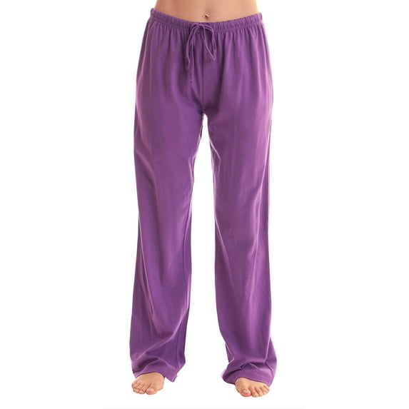 Just Love 100% Cotton Jersey Women Plaid Pajama Pants Sleepwear (Solid Purple, Medium)