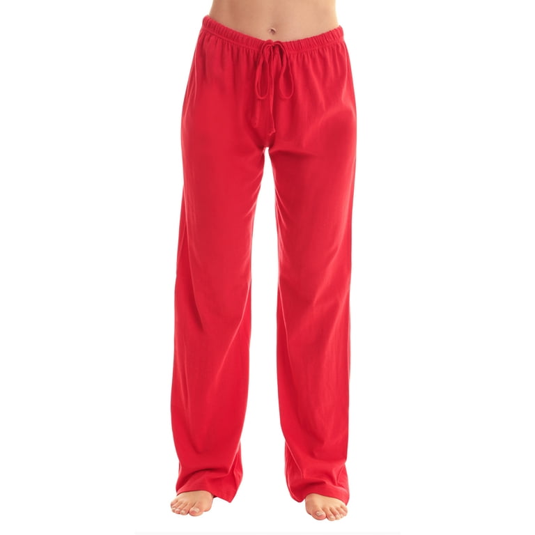Just Love 100% Cotton Jersey Women Plaid Pajama Pants Sleepwear (Solid Red,  Small) 