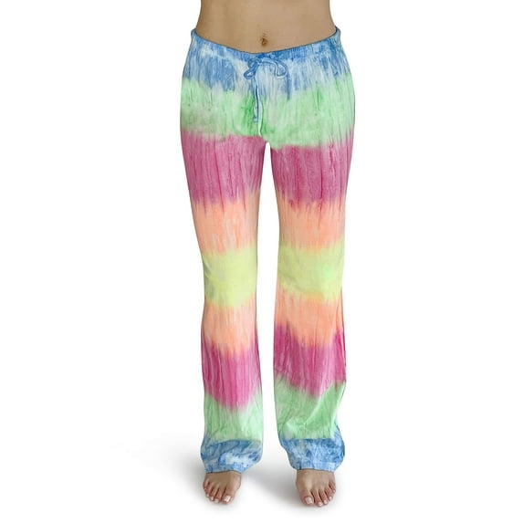 Just Love 100% Cotton Jersey Women Plaid Pajama Pants Sleepwear (Tie Dye Rainbow, X-Large)