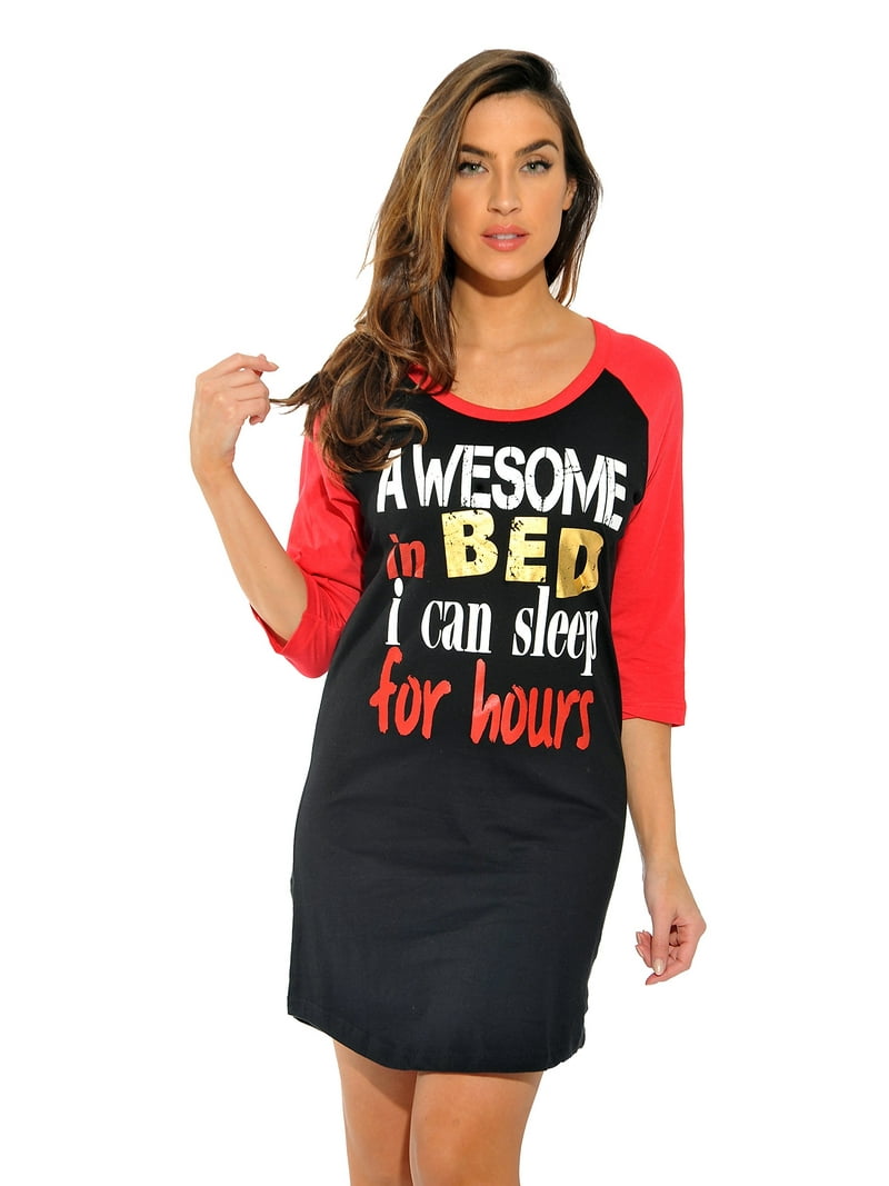 Just Love 100% Cotton Sleep Dress for Women Baseball Sleeve