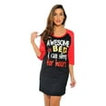thumbnail image 1 of Just Love 100% Cotton Sleep Dress for Women Baseball Sleeve Nightshirt (Black - Awesome in Bed, Small), 1 of 2