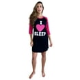 thumbnail image 1 of Just Love 100% Cotton Sleep Dress for Women Baseball Sleeve Nightshirt (Black - I Heart Sleep, 1X), 1 of 3