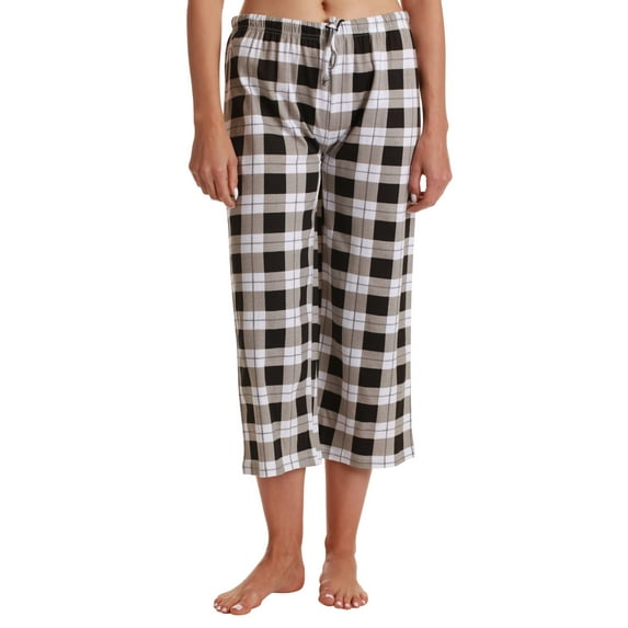Just Love 100% Cotton Women Pajama Capri Pants Sleepwear (Black, 1X)