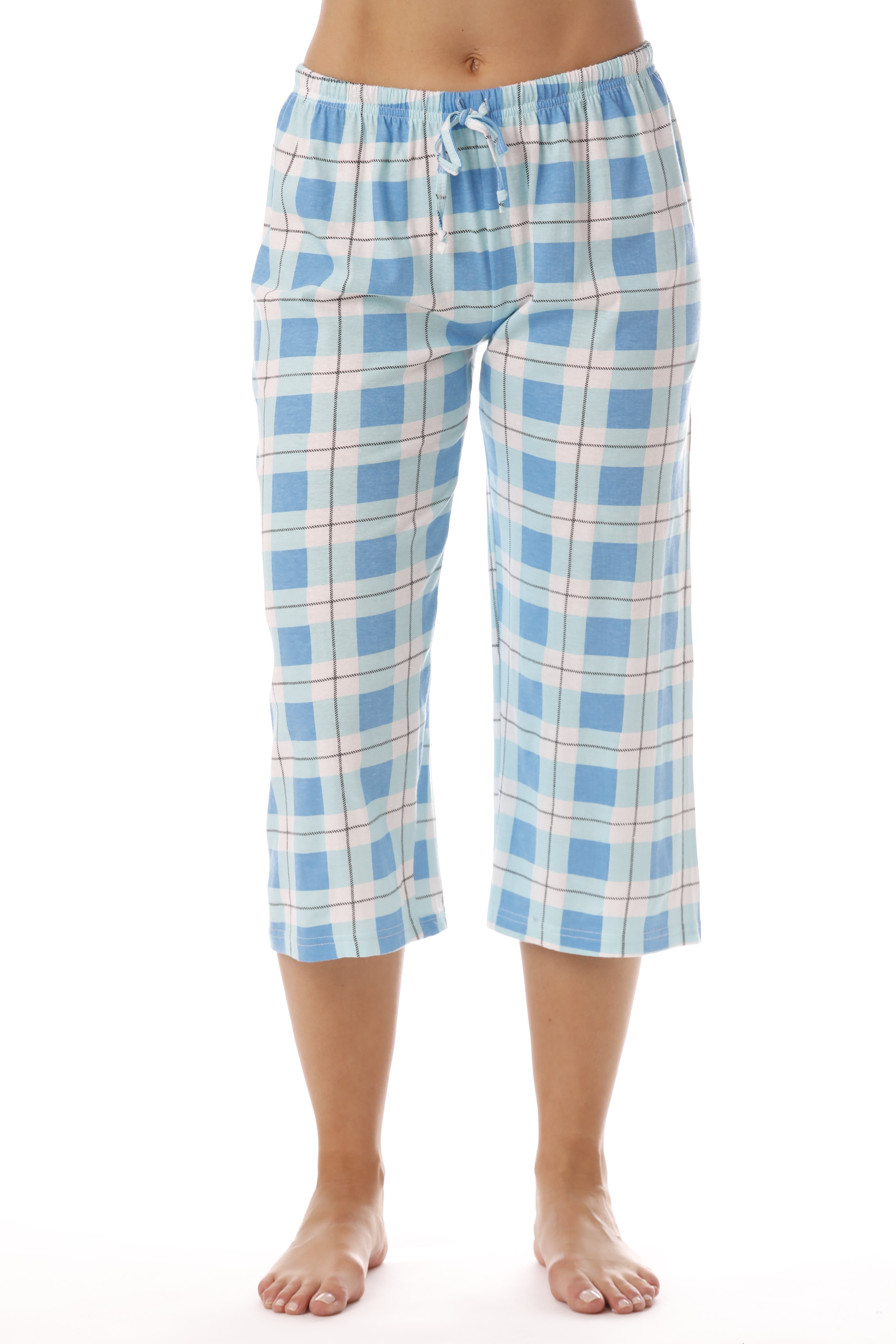 Just Love 100 Cotton Women Pajama Capri Pants Sleepwear (Blue, Large