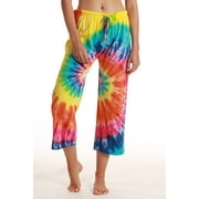 Just Love 100% Cotton Women Pajama Capri Pants Sleepwear (Tie Dye Bright Swirl, 3X)
