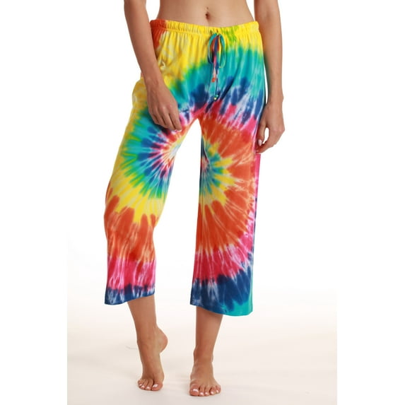 Just Love 100% Cotton Women Pajama Capri Pants Sleepwear (Tie Dye Bright Swirl, X-Large)