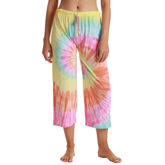 Just Love 100% Cotton Women Pajama Capri Pants Sleepwear (Tie Dye Pastel Swirl, X-Large)