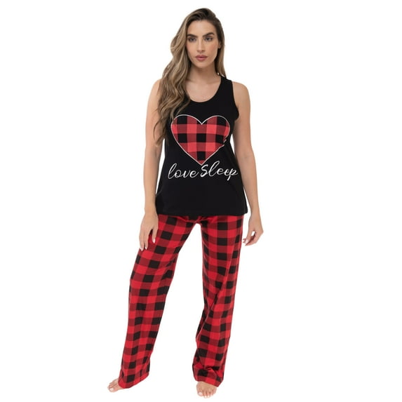 Just Love 100% Cotton Womens Sleepwear Pajama Set Soft & Eco-Friendly (Black - Love Sleep Buffalo Plaid, Small)