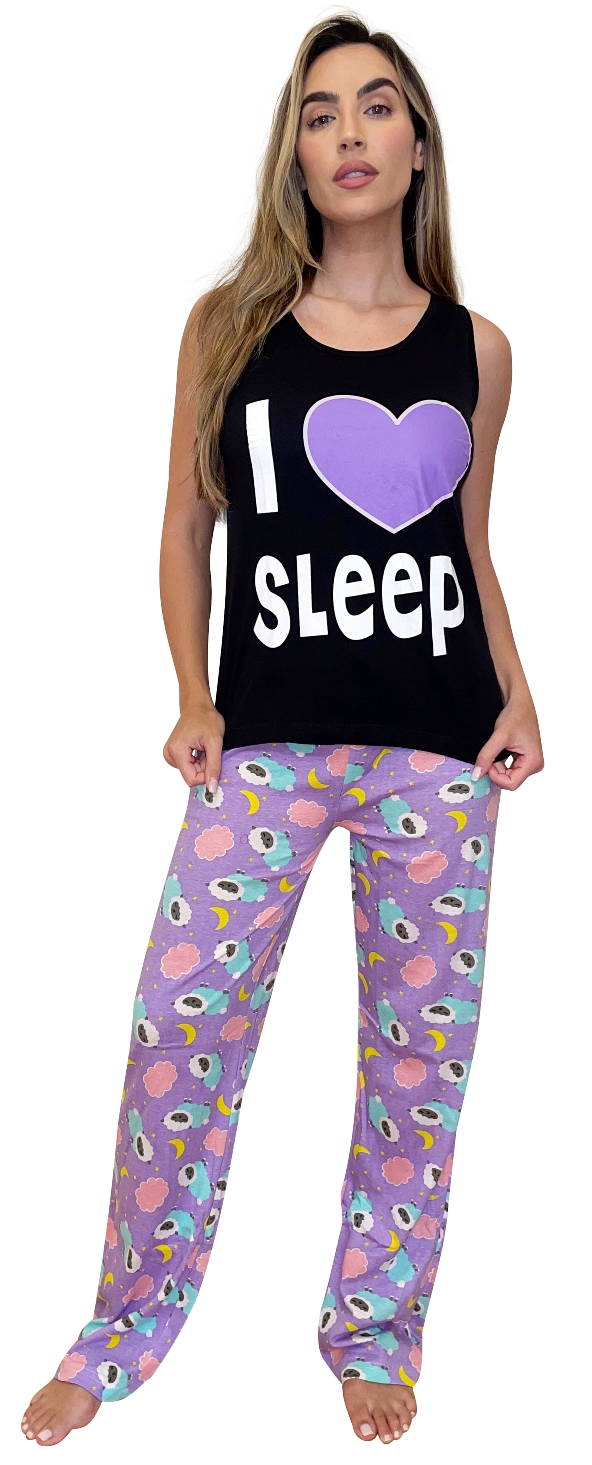 Just Love Women's 100% Cotton Pajama Set – Tank Top & Shorts With Sleep Mask Design, X-Large - View #3