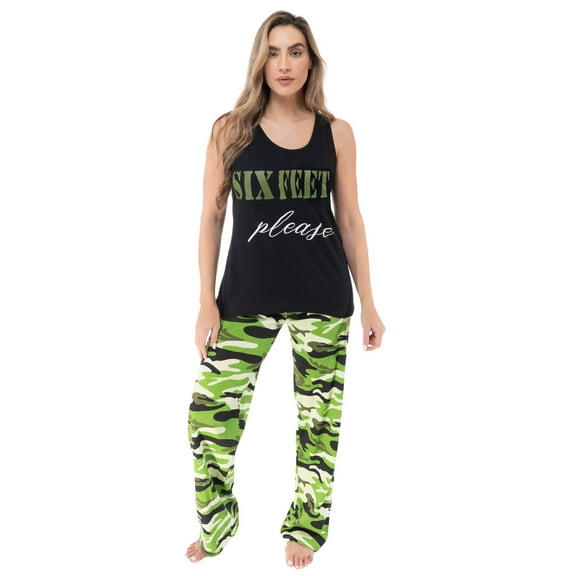 Just Love 100% Cotton Womens Sleepwear Pajama Set  Soft & Eco-Friendly (Camouflage - Six Feet, Small)