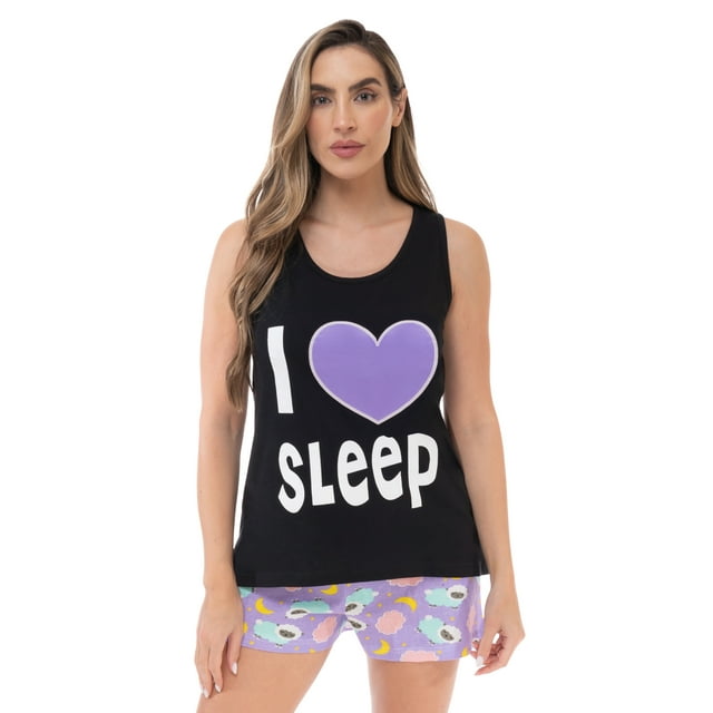 Just Love 100% Cotton Women Sleepwear Pajama Sets (Black - Love Sleep Sheep, 3X)