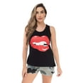 thumbnail image 1 of Just Love 100% Cotton Women Sleepwear Pajama Sets (Black - Red Lips, 1X), 1 of 3