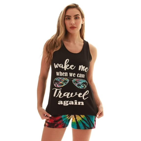 Just Love 100% Cotton Women Sleepwear Pajama Sets (Black - Wake Me, 3X)