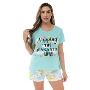 Just Love 100% Cotton Womens Sleepwear Pajama Set Breathable, Natural Comfort Blue - Napping, Small