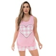 thumbnail image 1 of Just Love 100% Cotton Women Sleepwear Pajama Sets (Pink - Buffalo Plaid Heart, Large), 1 of 3