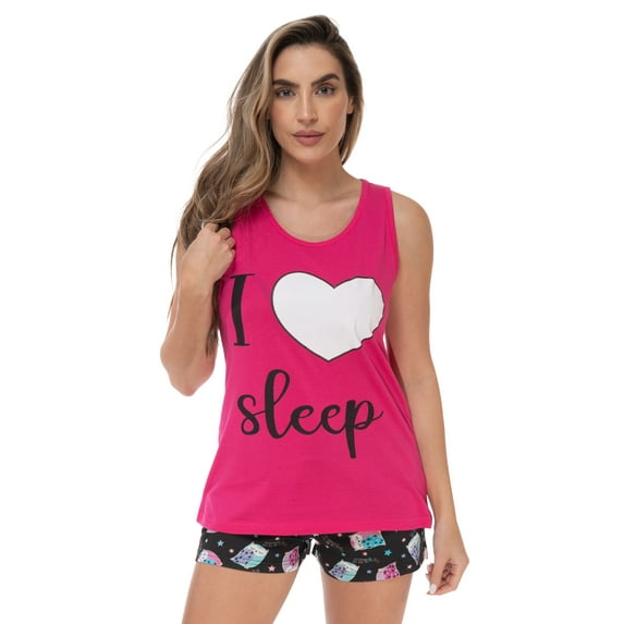 Just Love 100% Cotton Womens Sleepwear Pajama Set Breathable, Natural Comfort (Pink - Sleeping Owls, Small)