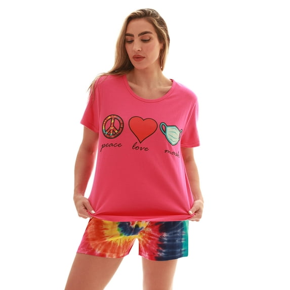 Just Love 100% Cotton Womens Sleepwear Pajama Set Breathable, Natural Comfort (Pink - Tie Dye, 2X)