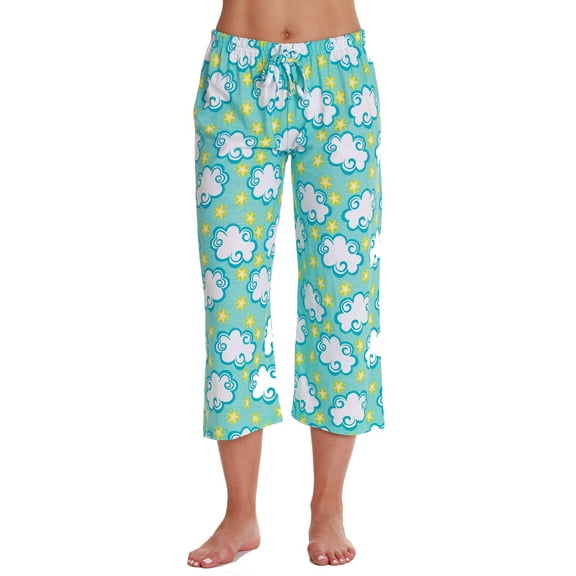 Just Love 100% Cotton Women's Capri Pajama Pants Sleepwear - Comfortable and Stylish (Blue - Big Cloud, 1X)
