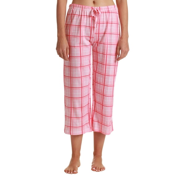 Just Love 100% Cotton Women's Capri Pajama Pants Sleepwear - Comfortable and Stylish (Coral Plaid, Small)