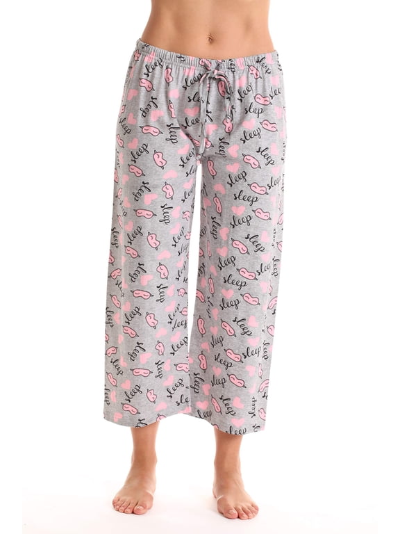 100% Cotton Women's Capri Pajama Pants Sleepwear - Comfortable and Stylish (Grey - I Love Sleep Mask, 1X Plus)