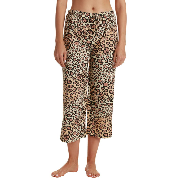 Just Love 100% Cotton Women's Capri Pajama Pants Sleepwear - Comfortable  and Stylish (Leopard Print, Small)