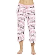 Just Love 100% Cotton Women's Capri Pajama Pants Sleepwear - Comfortable and Stylish (Love Paris - White, Medium)