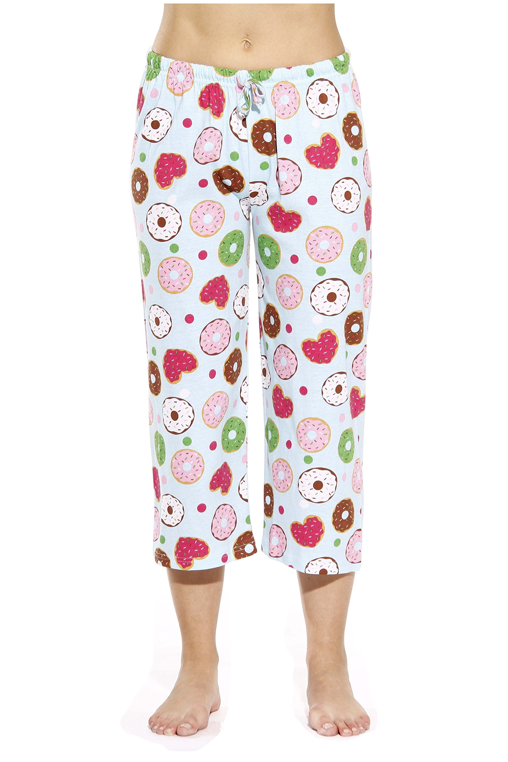 Just Love 100% Cotton Women's Capri Pajama Pants Sleepwear - Comfortable  and Stylish (Luv Donuts - Blue, Small) 