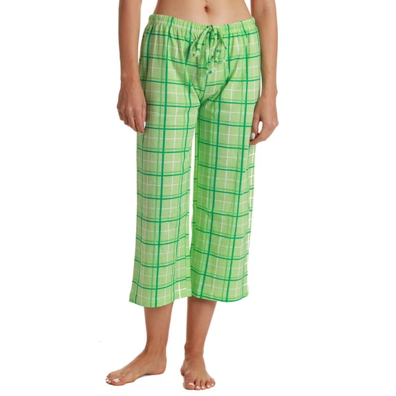 Just Love 100% Cotton Women's Capri Pajama Pants Sleepwear - Comfortable and Stylish (Mint Plaid, 2X)