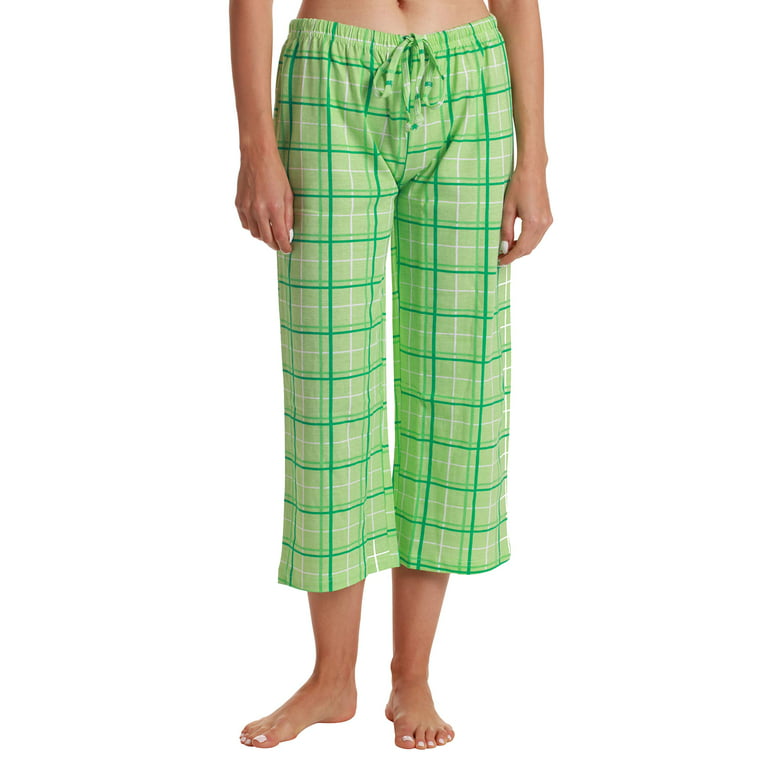 Just Love 100% Cotton Women's Capri Pajama Pants Sleepwear - Comfortable  and Stylish (Mint Plaid, Medium)